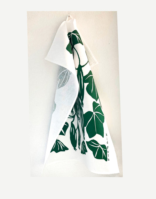 Kökshandduk, ”Grön Gurka” i halvlinne, svensktillverkad
